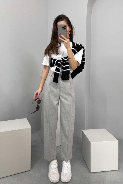 SIMPLE ONE COLOR WOMAN TROUSERS GREY/GRI 