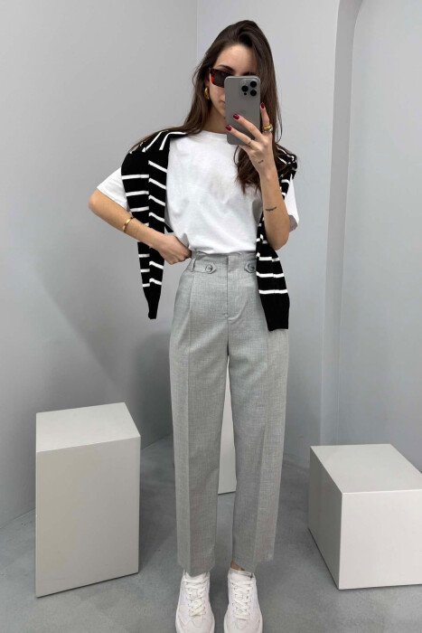 SIMPLE ONE COLOR WOMAN TROUSERS GREY/GRI - 2