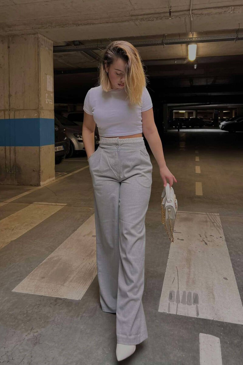 SIMPLE TWO COLOR WOMAN TROUSERS LIGHT GREY/GZ - 2