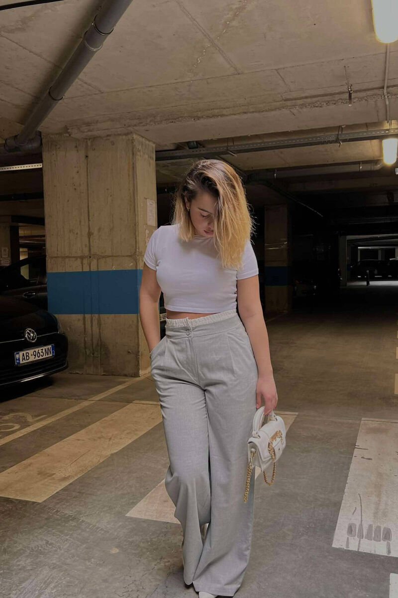 SIMPLE TWO COLOR WOMAN TROUSERS LIGHT GREY/GZ - 5