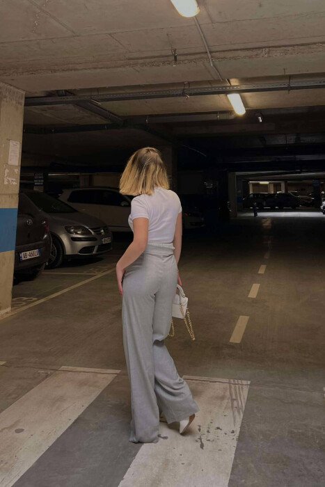SIMPLE TWO COLOR WOMAN TROUSERS LIGHT GREY/GZ - 7