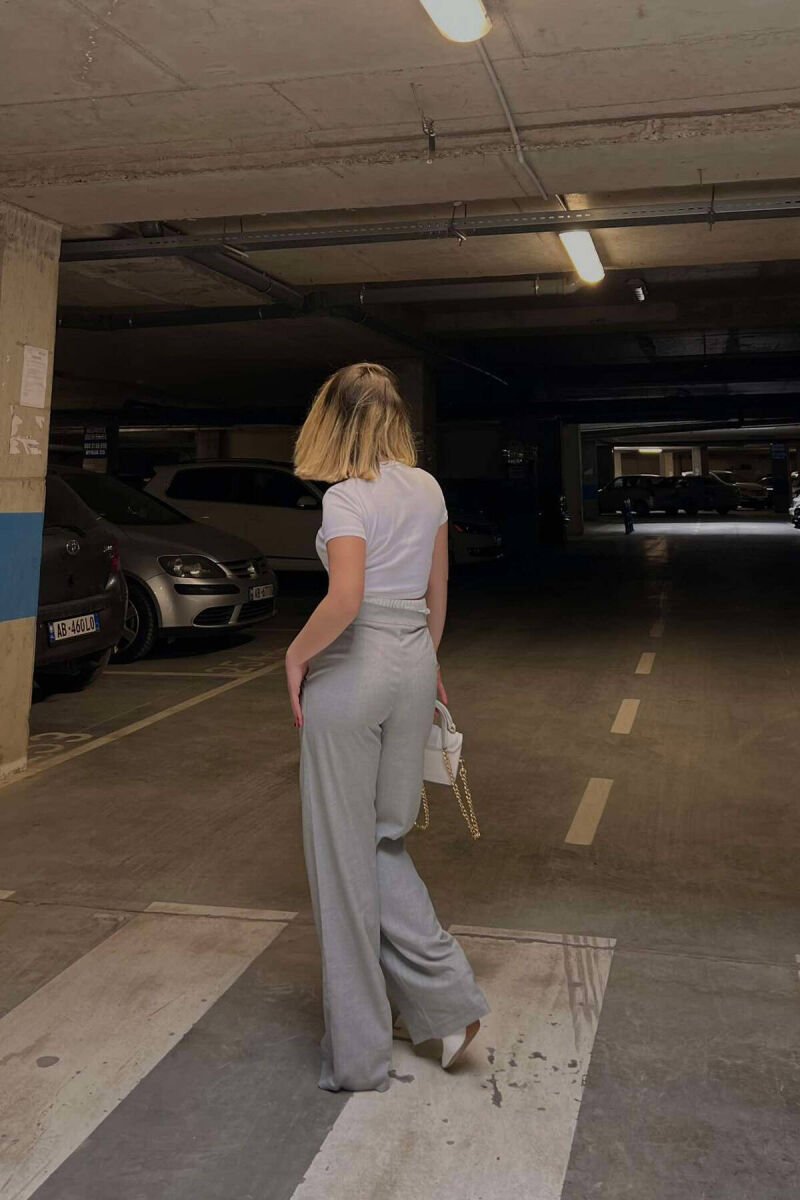 SIMPLE TWO COLOR WOMAN TROUSERS LIGHT GREY/GZ - 7