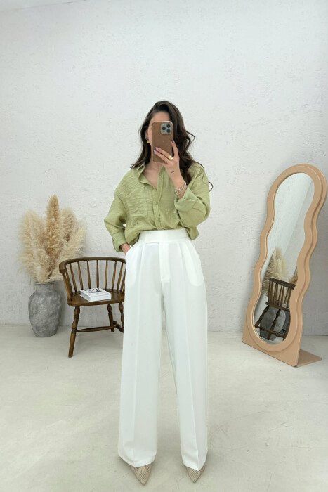 SIMPLE WOMAN TROUSERS WHITE-E BARDHE 