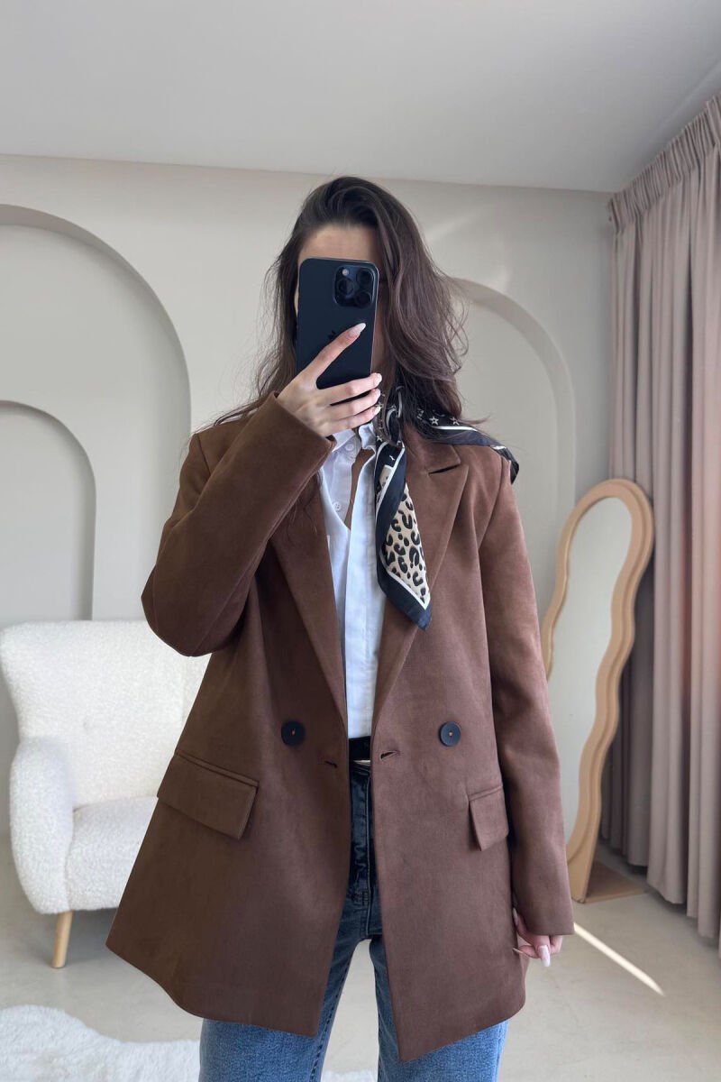 ONE COLOR SIMPLE WOMEN JACKET BROWN/KAFE - 3