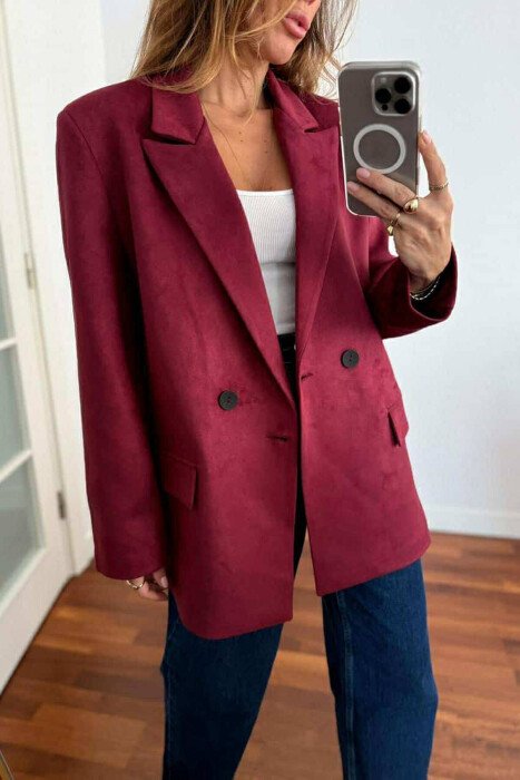 ONE COLOR SIMPLE WOMEN JACKET BURGUNDY/VISHNJE - 2