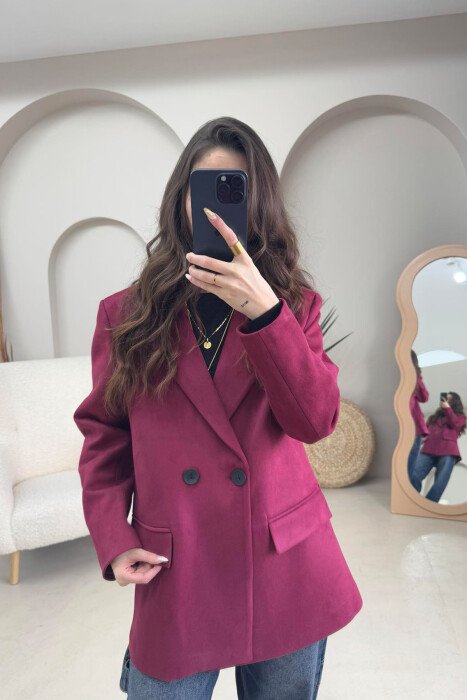 ONE COLOR SIMPLE WOMEN JACKET BURGUNDY/VISHNJE - 1