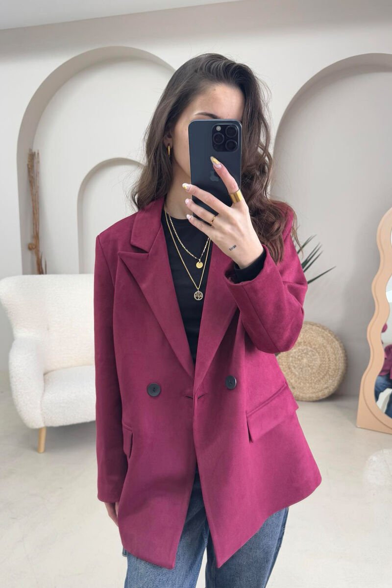 ONE COLOR SIMPLE WOMEN JACKET BURGUNDY/VISHNJE - 3