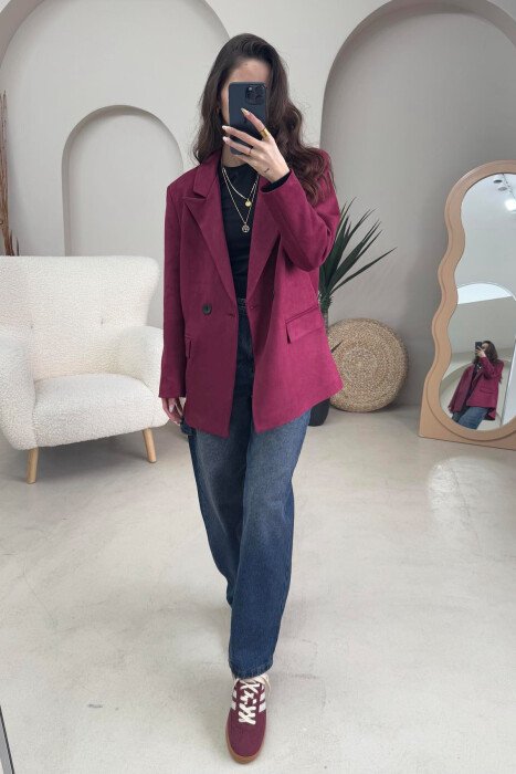 ONE COLOR SIMPLE WOMEN JACKET BURGUNDY/VISHNJE - 6