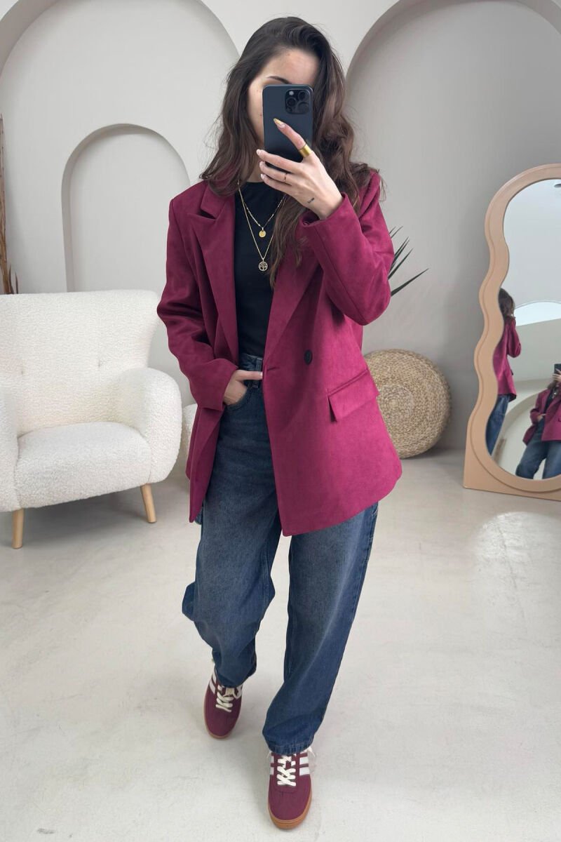 ONE COLOR SIMPLE WOMEN JACKET BURGUNDY/VISHNJE - 7
