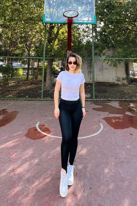 ONE COLOR SIMPLE WOMEN LEGGINGS BLACK/ E ZEZE - KLAUDIO FASHION