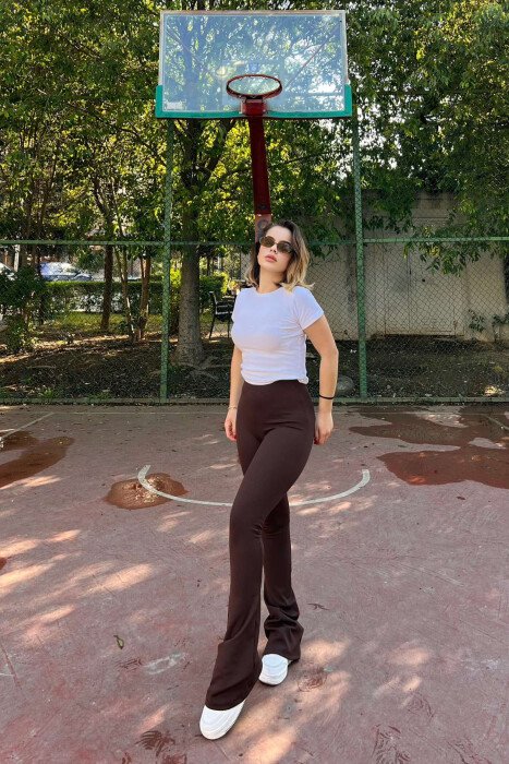 SIMPLE WOMAN LEGGINGS BROWN/KAFE - KLAUDIO FASHION
