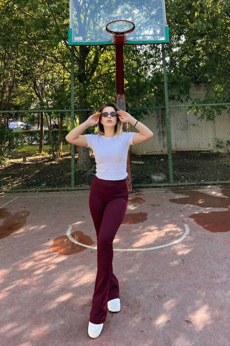 SIMPLE WOMAN LEGGINGS BURGUNDY/VISHNJE - 3