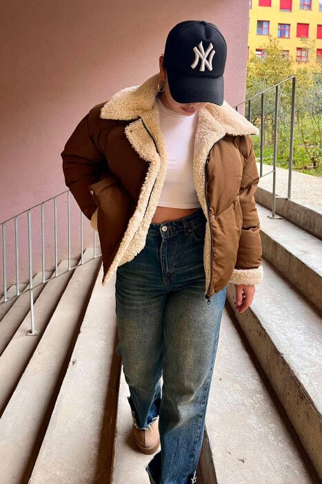 XHUP I THJESHTË PËR FEMRA NË NGJYRËN KAFE - KLAUDIO FASHION