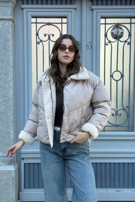 SIMPLE WOMEN PUFFER JACKET BEIGE/BEZHE - 2