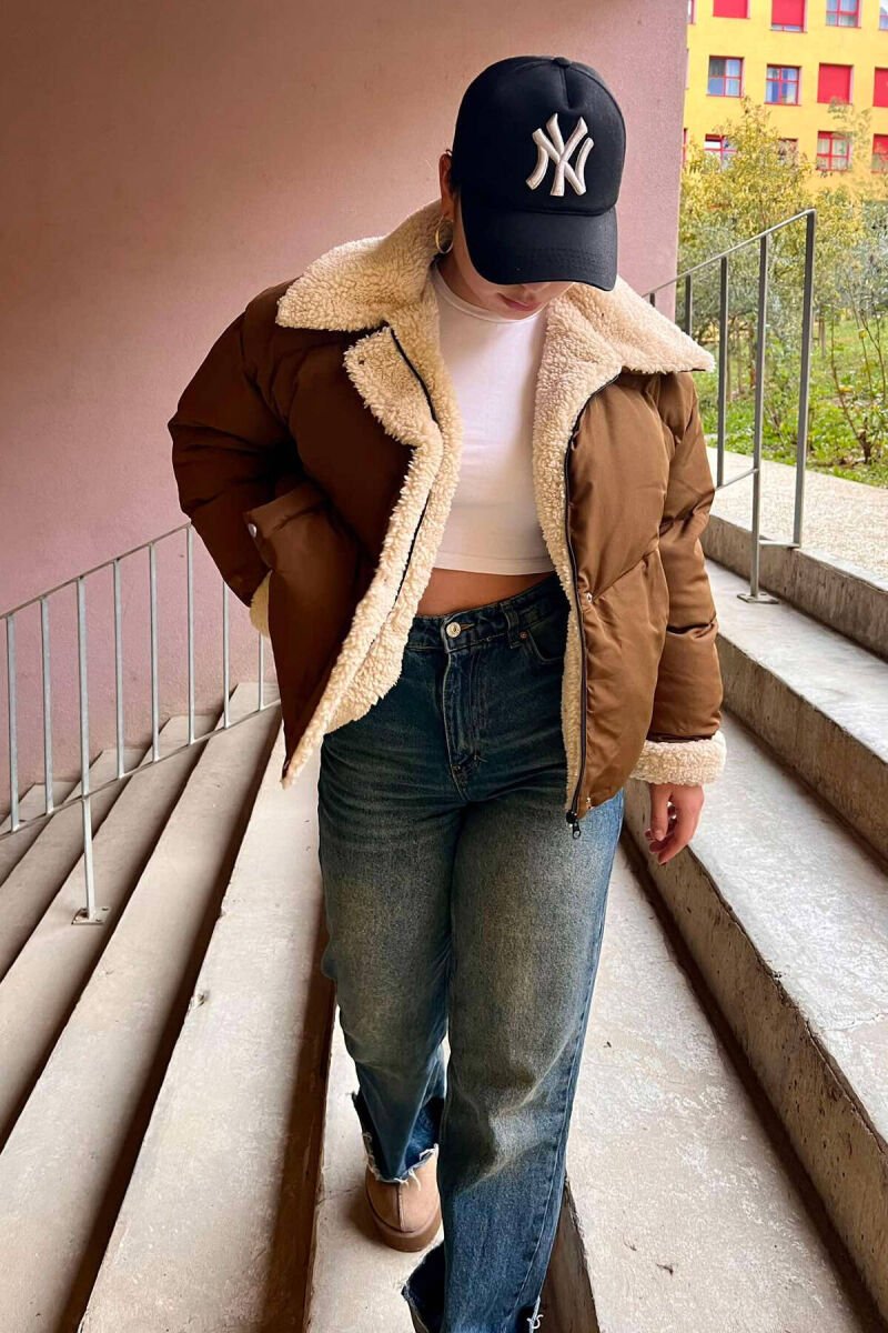 SIMPLE WOMEN PUFFER JACKET BROWN/KAFE - 1