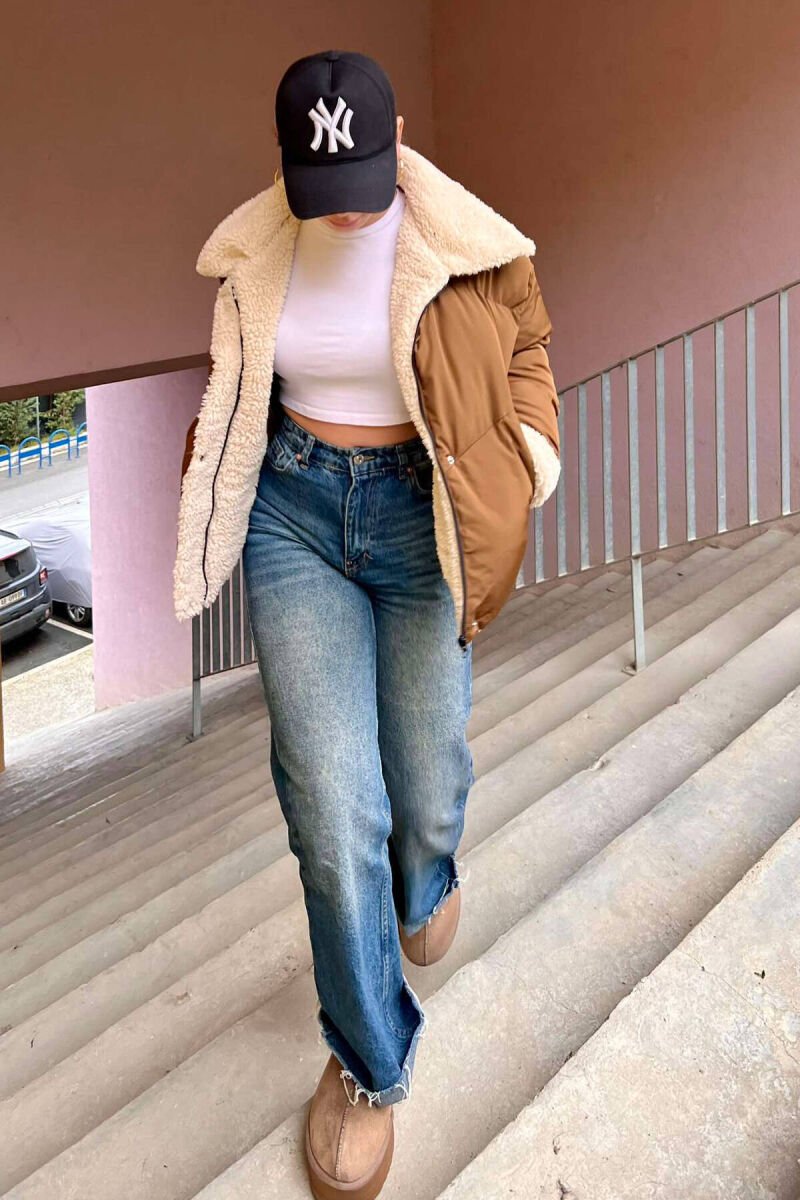 SIMPLE WOMEN PUFFER JACKET BROWN/KAFE - 2