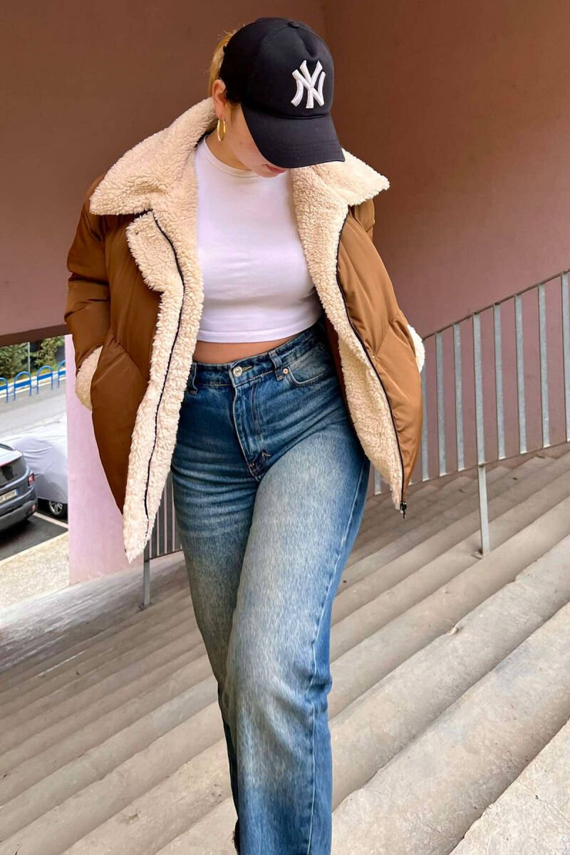 SIMPLE WOMEN PUFFER JACKET BROWN/KAFE - 3