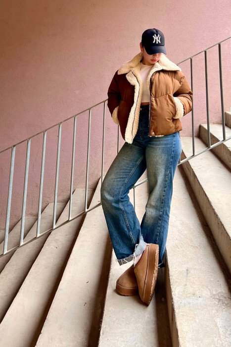 SIMPLE WOMEN PUFFER JACKET BROWN/KAFE - 11