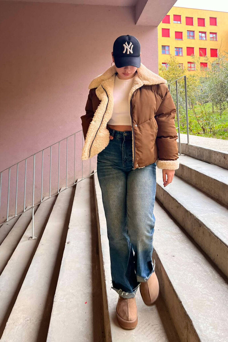 SIMPLE WOMEN PUFFER JACKET BROWN/KAFE - 12