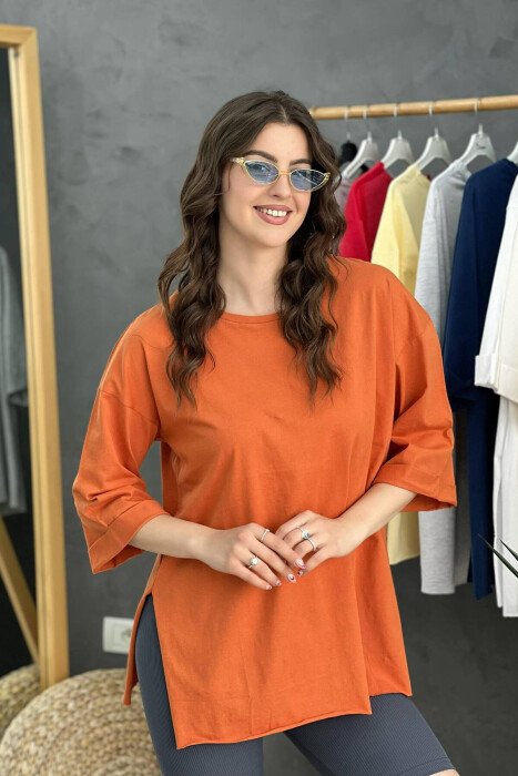 SIMPLE WOMEN T-SHIRT BRICK/TULLE - KLAUDIO FASHION