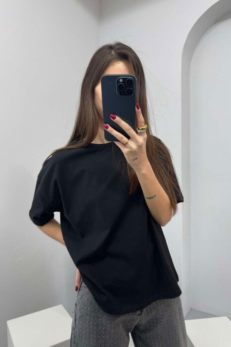 ONE COLOR SIMPLE WOMEN T-SHIRT BLACK/ E ZEZE - 1