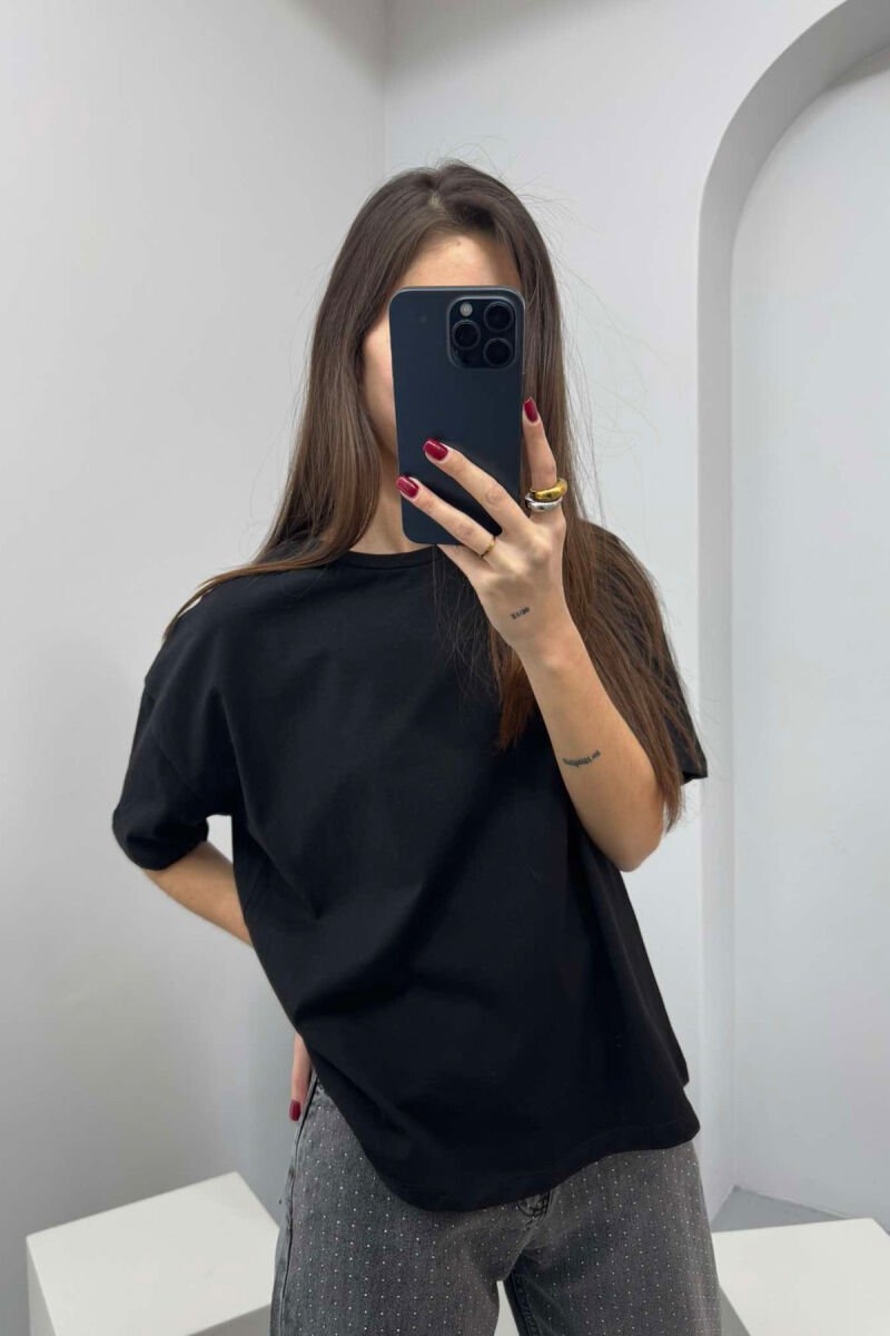 ONE COLOR SIMPLE WOMEN T-SHIRT BLACK/ E ZEZE - 1
