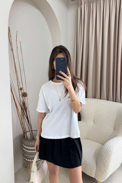 ONE COLOR SIMPLE WOMEN T-SHIRT WHITE-E BARDHE 