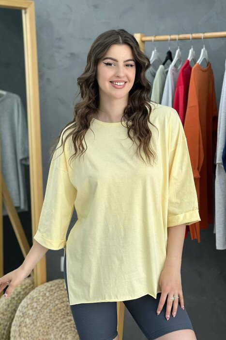 SIMPLE WOMEN T-SHIRT YELLOW/E VERDHE - KLAUDIO FASHION