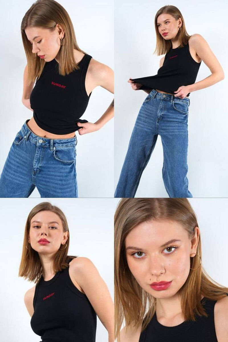SIMPLE WOMEN TANK TOP BLACK/ E ZEZE - 2
