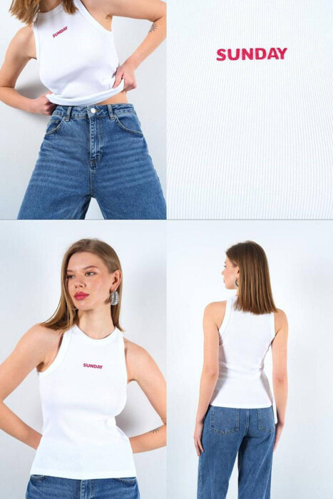 SIMPLE WOMEN TANK TOP WHITE-E BARDHE - 2