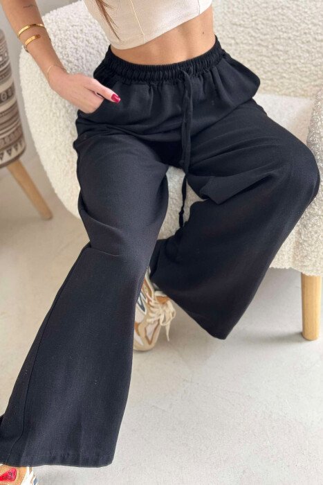 SIMPLE ONE COLOR WOMEN TROUSERS BLACK/ E ZEZE - 3