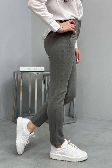 ONE COLOR SIMPLE WOMEN TROUSERS GREY/GRI - 2