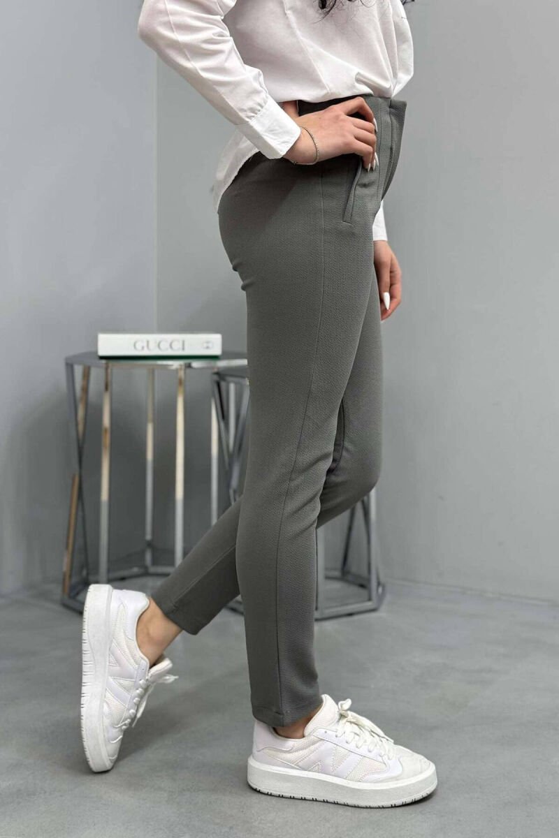 ONE COLOR SIMPLE WOMEN TROUSERS GREY/GRI - 2