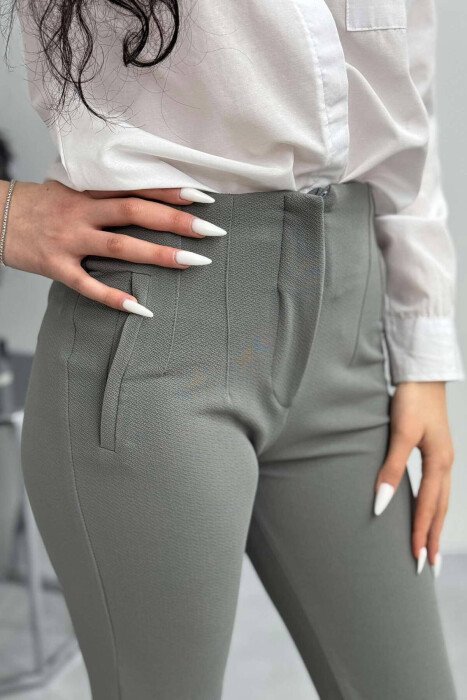 ONE COLOR SIMPLE WOMEN TROUSERS GREY/GRI - 3
