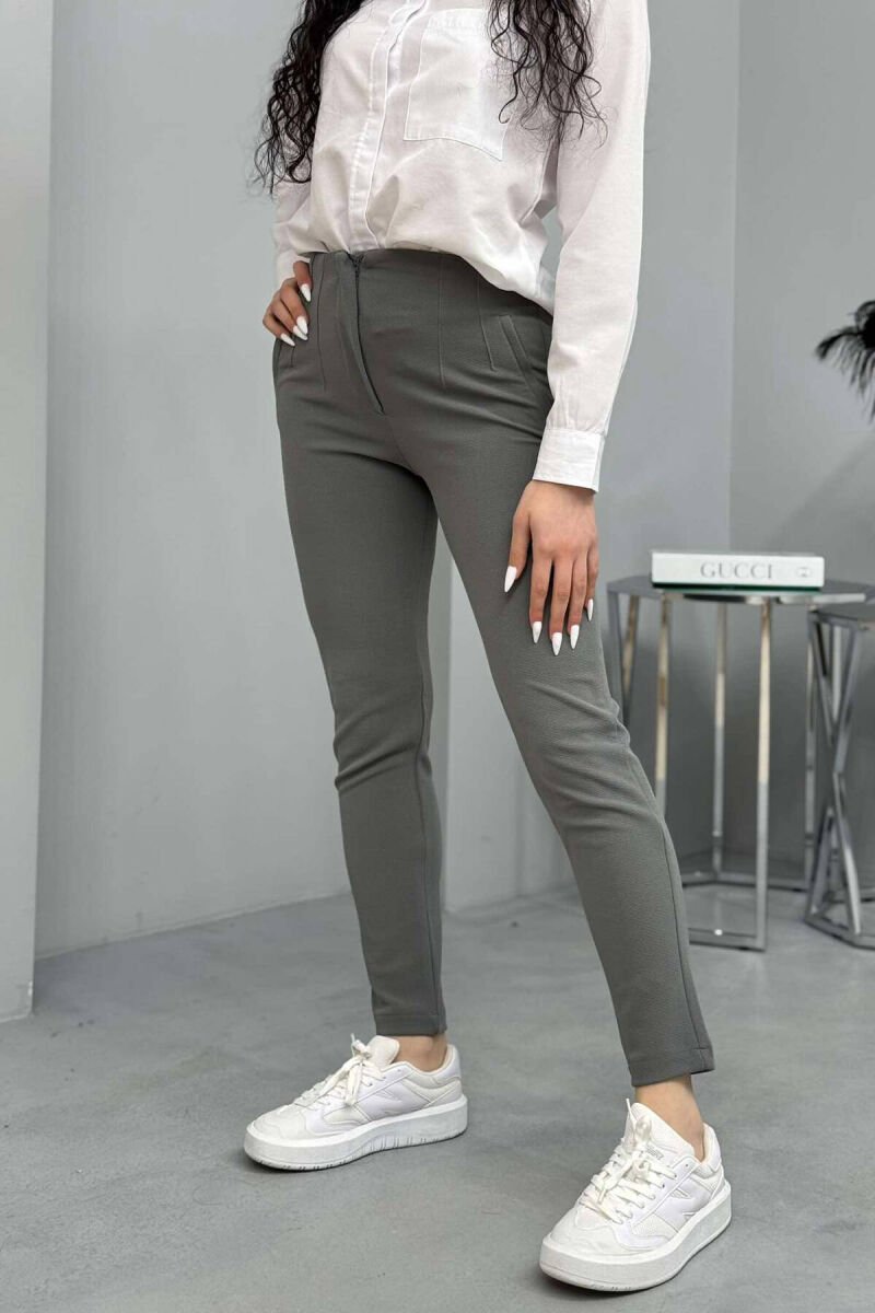 ONE COLOR SIMPLE WOMEN TROUSERS GREY/GRI - 4