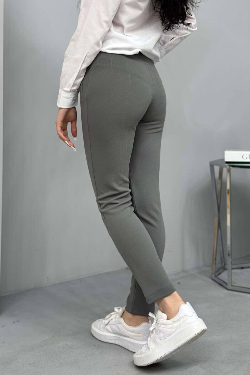 ONE COLOR SIMPLE WOMEN TROUSERS GREY/GRI - 5