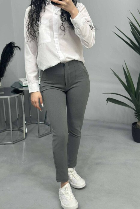 ONE COLOR SIMPLE WOMEN TROUSERS GREY/GRI - 6