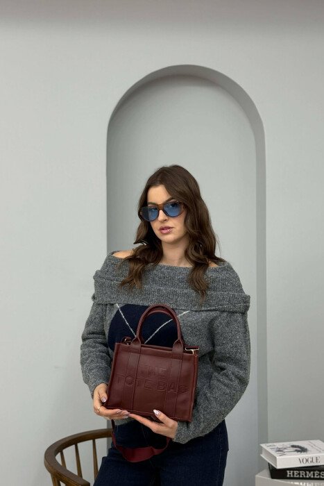 SIMPLE WRITTINGS LEATHER WOMEN BAG BURGUNDY/VISHNJE - 3