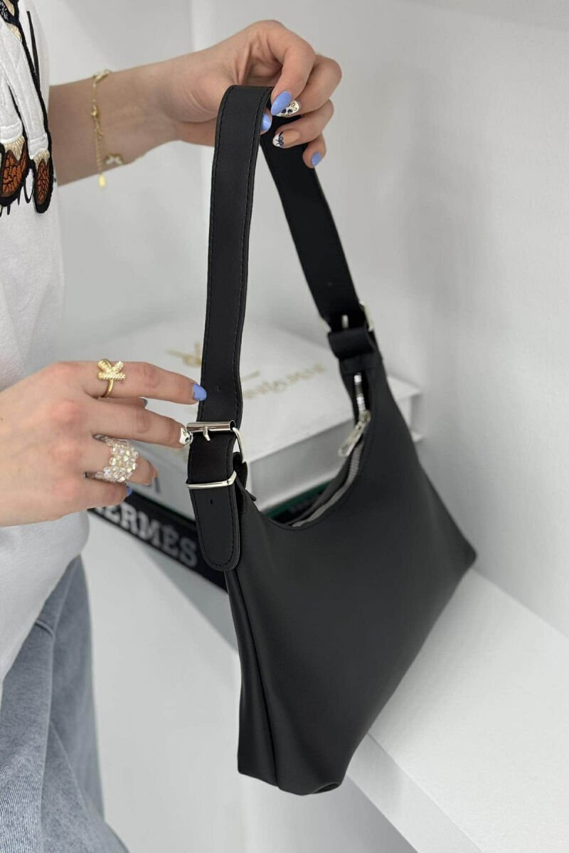 SIMPLE ZIPPER ONE COLOR WOMEN BAG BLACK/ E ZEZE - 2