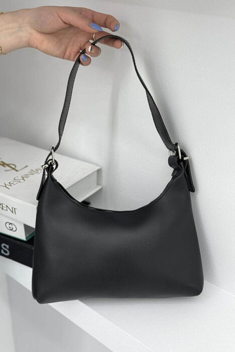 SIMPLE ZIPPER ONE COLOR WOMEN BAG BLACK/ E ZEZE - 3