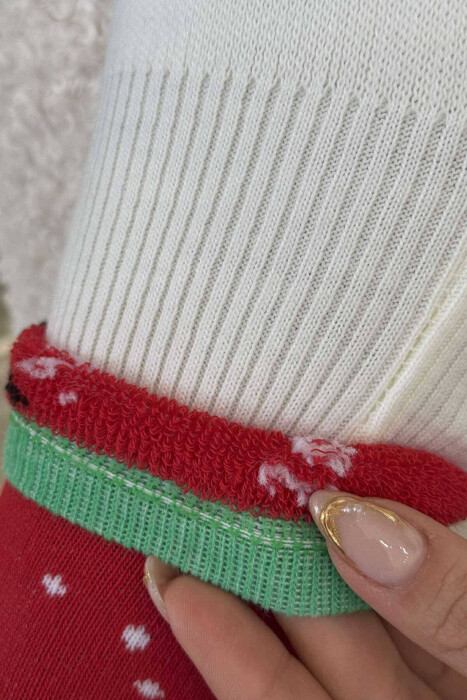 SINGLE CHRISTMAS WOMEN ANKLE SOCKS RED+GREEN/KUQE+JESHILE - 2