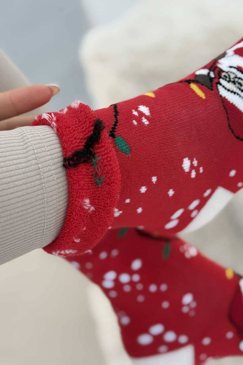 SINGLE CHRISTMAS WOMEN ANKLE SOCKS RED+WHITE/KUQE+BARDHE - 3