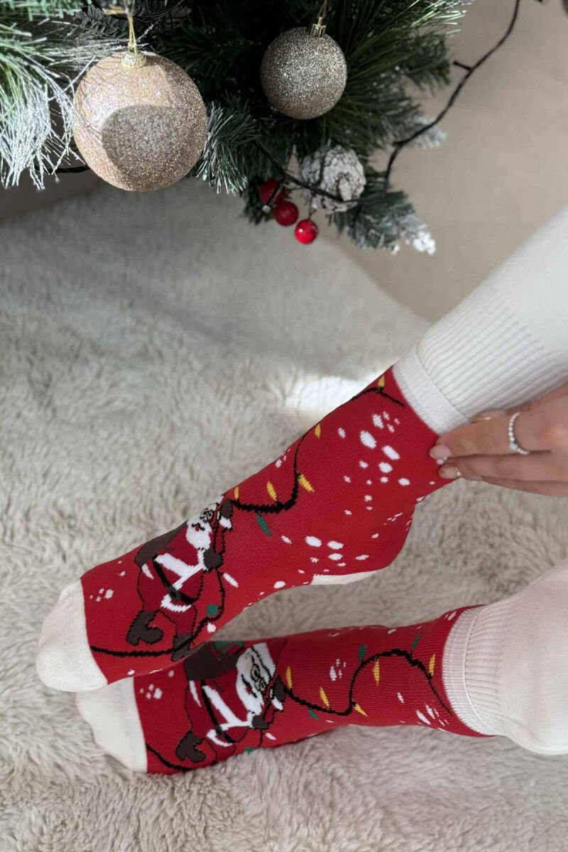 SINGLE CHRISTMAS WOMEN ANKLE SOCKS RED+WHITE/KUQE+BARDHE - 4