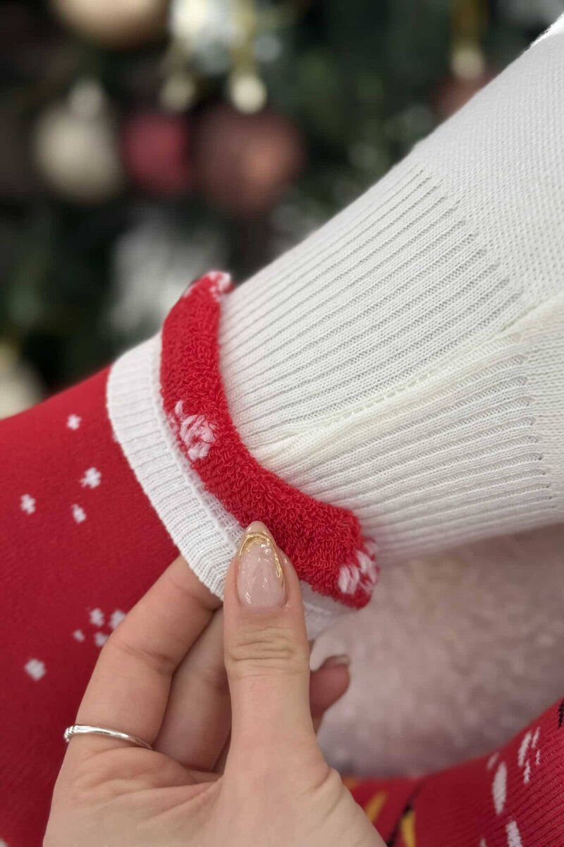 SINGLE CHRISTMAS WOMEN ANKLE SOCKS RED+WHITE/KUQE+BARDHE - 6