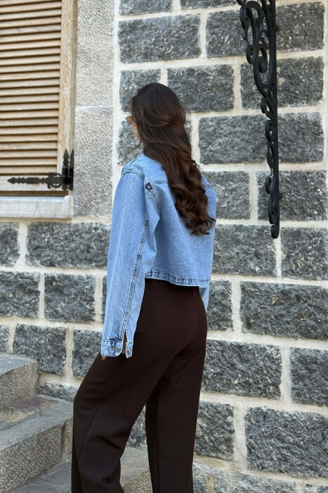 SINGLE POCKET DENIM ZIPPER WOMEN JACKET BLUE/BLU - 5