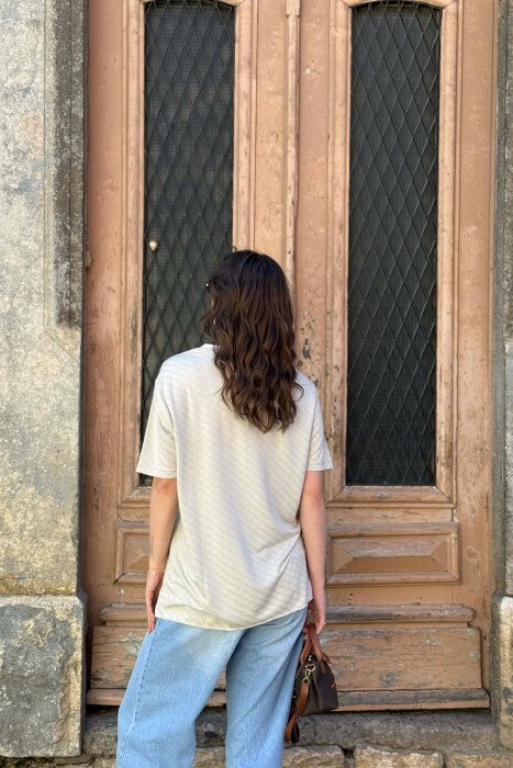 SINGLE POCKET DESIGN WOMEN T-SHIRT LIGHT GREY/GZ - 3