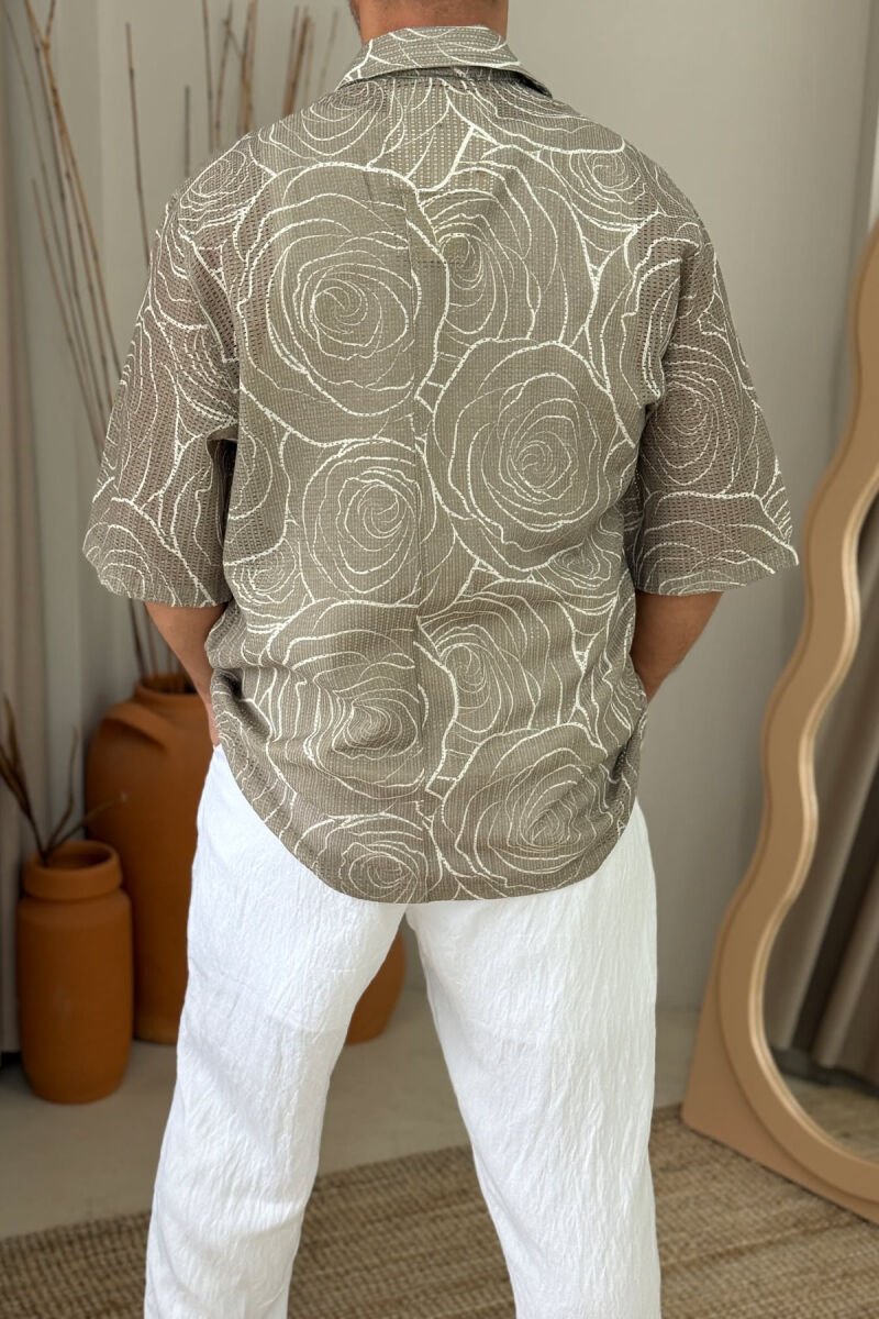 SINGLE POCKET DESIGNED MEN T-SHIRT DARK BEIGE/BEZHE ERRET - 3