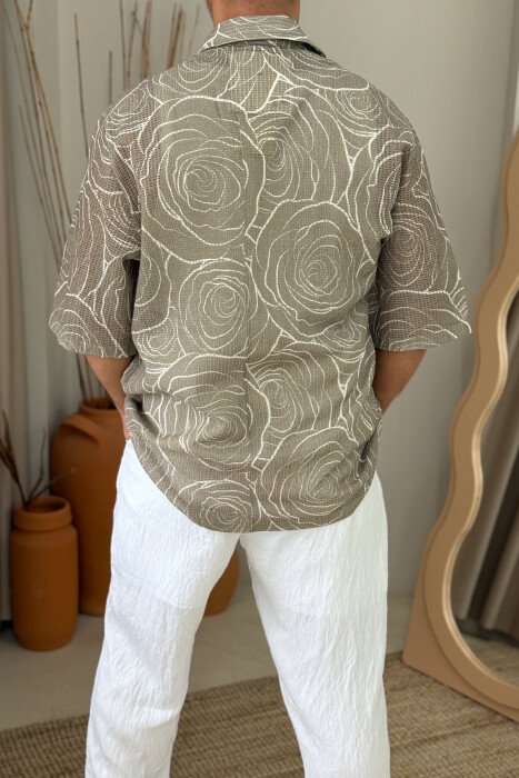 SINGLE POCKET DESIGNED MEN T-SHIRT DARK BEIGE/BEZHE ERRET - 4
