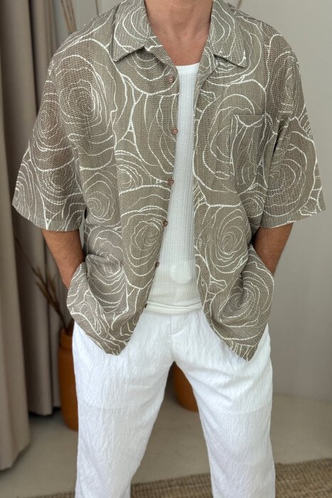 SINGLE POCKET DESIGNED MEN T-SHIRT DARK BEIGE/BEZHE ERRET - 6