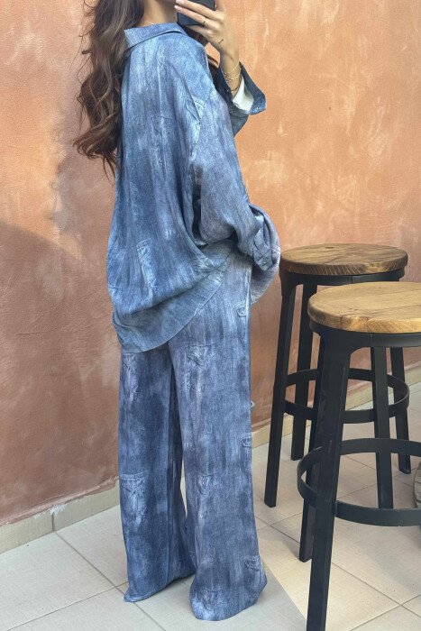 SINGLE POCKET DETAIL DESIGNED WOMEN SET LIGHTBLUE/BZ - 4